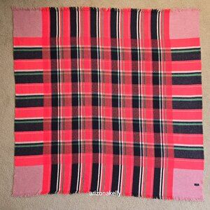 J. Crew Wool Large Square Scarf Pink Vibrant Colors